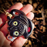 Tiki Black Bone Carving Pendant Necklace - NZ Maori Inspired