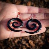 Koru Black Bone Carving Earrings
