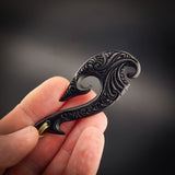 Hammer Head Hook Black Bone Carving Pendant Necklace