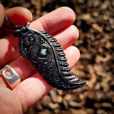 Black Fern Bone Carving Pendant Necklace - NZ Maori Inspired
