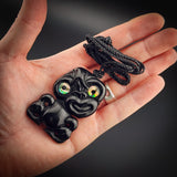 Hei Tiki Black Bone Carving Pendant Necklace