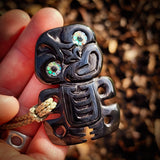 Hei Tiki Black Bone Carving Pendant Necklace - NZ Maori Inspired