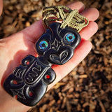 Hei Tiki Black Bone Carving Pendant Necklace