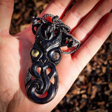 Tiki Black Bone Carving Pendant Necklace - NZ Maori Inspired