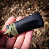 Notched Toki Black Bone Carving Pendant Necklace