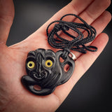 Hei Tiki Black Bone Carving Pendant Necklace