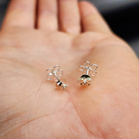 7mm Light Blue CZ & Solid 925 Sterling Silver Flower Stud Earrings