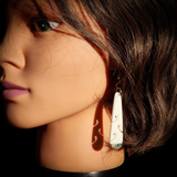 Natural Carved Maori Bone Carving & Paua Earrings - Oval Paua Drops