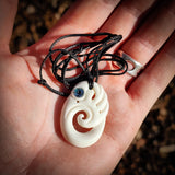 Manaia Koru Bone Carving Pendant Necklace - NZ Maori Inspired