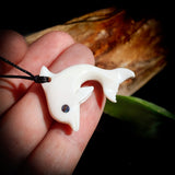 Natural Carved Maori Bone Carving Pendant Necklace - Dolphin
