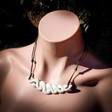 Natural Maori Bone Carving Pendant Necklace - Koru Plate