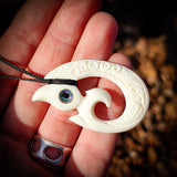 Manaia Koru Bone Carving Pendant Necklace - NZ Maori Inspired