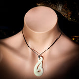 Natural Carved Maori Bone Carving Pendant Necklace - Whale Tail Hook