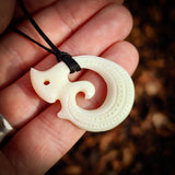 Manaia Koru Bone Carving Pendant Necklace - NZ Maori Inspired