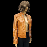 50% OFF SALE. Bronze Ridge - Womens REAL Genuine Leather Jacket - Tan Classic Cut