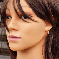 Gold 925 Sterling Silver & Faceted CZ Pear Hoop Earrings