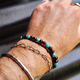 Polished Cherry Amber & Turquoise Elastic Bracelet