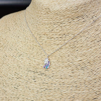 Childrens 925 Solid Sterling Silver & CZ Unicorn Necklace