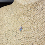 Childrens 925 Solid Sterling Silver & CZ Unicorn Necklace