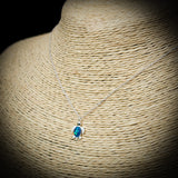 Childrens 925 Solid Sterling Silver & Created Opal Turtle Necklace