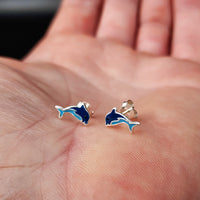 925 Sterling Silver Dolphin Stud Earrings