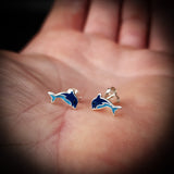 Childrens 925 Sterling Silver Dolphin Stud Earrings