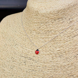 Childrens 925 Solid Sterling Silver Ladybug Necklace