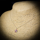 Childrens 925 Solid Sterling Silver & CZ Flower Necklace