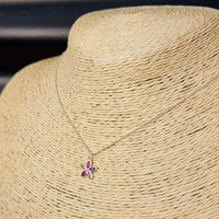 Childrens 925 Solid Sterling Silver & CZ Flower Necklace