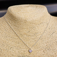 Childrens 925 Solid Sterling Silver & Pink CZ Heart Necklace