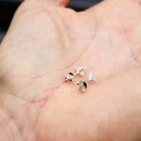 5mm Clear CZ & Solid 925 Sterling Silver Heart Stud Earrings