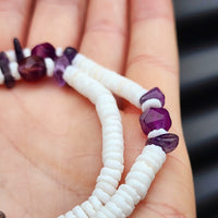 White Coconut & Natural Amethyst Surfer Choker Necklace