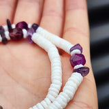 White Coconut & Natural Amethyst Surfer Choker Necklace