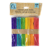 100x Colored Wooden Popsicle Sticks