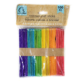 100x Colored Wooden Popsicle Sticks