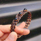 Handmade Copper Wire Wrap & Natural Black Onyx Cuff Bracelet