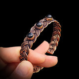 Handmade Copper Wire Wrap & Natural Black Onyx Cuff Bracelet