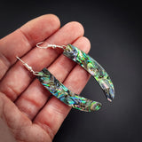 Natural Paua Curved Carving Earrings