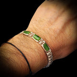 Nephrite Jade / Greenstone Cylinder Macrame Bracelet (TAN)