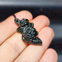 Dark Greenstone Roses Pendant Necklace