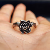 Size Q, T - Dark Stainless Steel Rose Ring