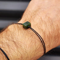 Greenstone Cube Double Strand Bracelet