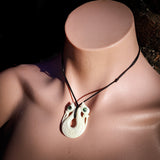 Double Manaia Bone Carving Pendant Necklace - NZ Maori Inspired