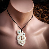 Double Manaia Bone Carving Pendant Necklace - NZ Maori Inspired
