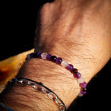 Elastic Gemstone Bracelet - Cherry Amber, Amethyst, Rose Quartz