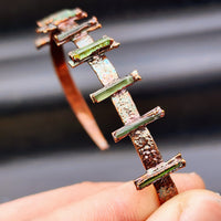 Electroformed Copper & Natural Raw Tourmaline Cuff Bracelet