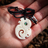 Etched Manaia Bone Carving Pendant Necklace - NZ Maori Inspired
