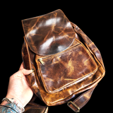 Genuine Leather Backpack - Vintage Brown