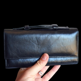Genuine Leather Clutch Purse - Black