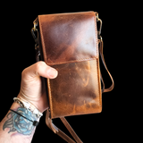 Genuine Leather Gypsy Shoulder Bag - Vintage Brown